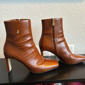 Jimmy Choo Minori 100 Croc-effect Leather Ankle Boots 38.5 EU/8 US
